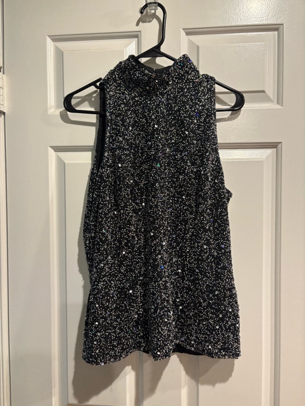 Riazee boutique vintage silk beaded top black night out glam sz S - M